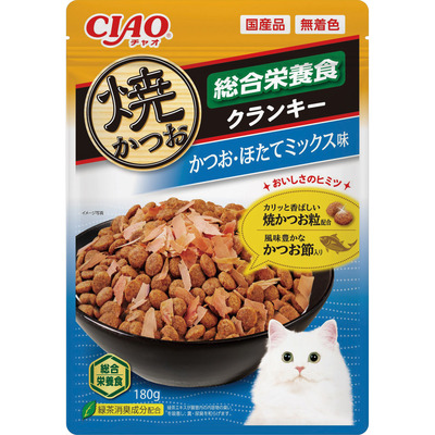 CIAO 焼かつおクランキー 総合栄養食 かつお節入り かつお・ほたてミックス味