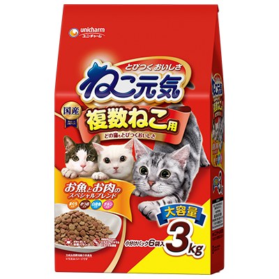 ねこ元気 複数ねこ用 お魚とお肉のスペシャルブレンド まぐろ・かつお・白身魚・チキン入り